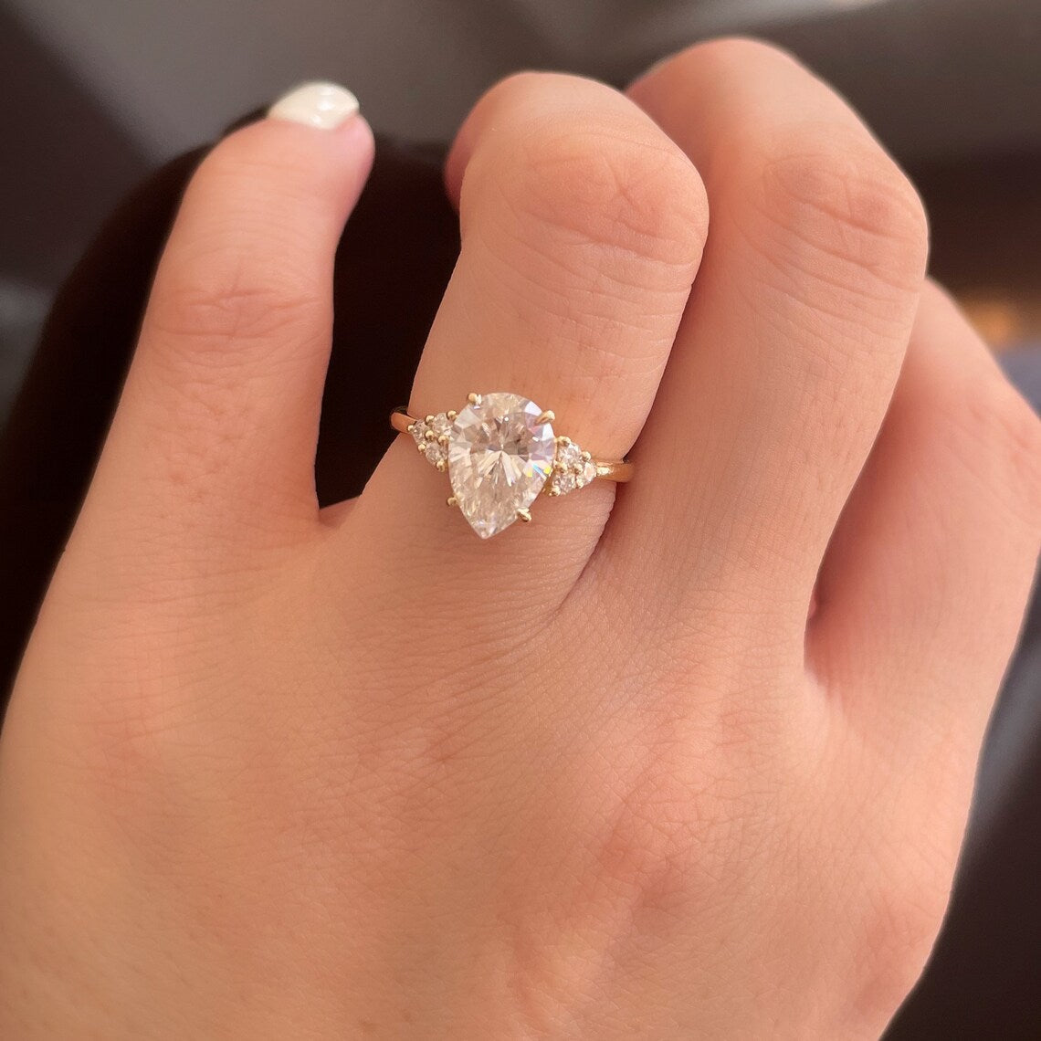 2.14 Ct Pear Moissanite Engagement Ring