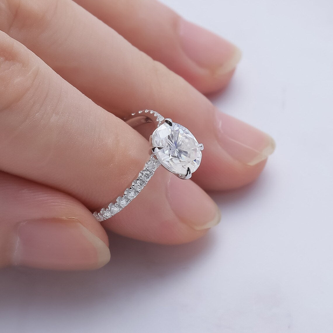 2.04 Ct Oval Moissanite Engagement Ring