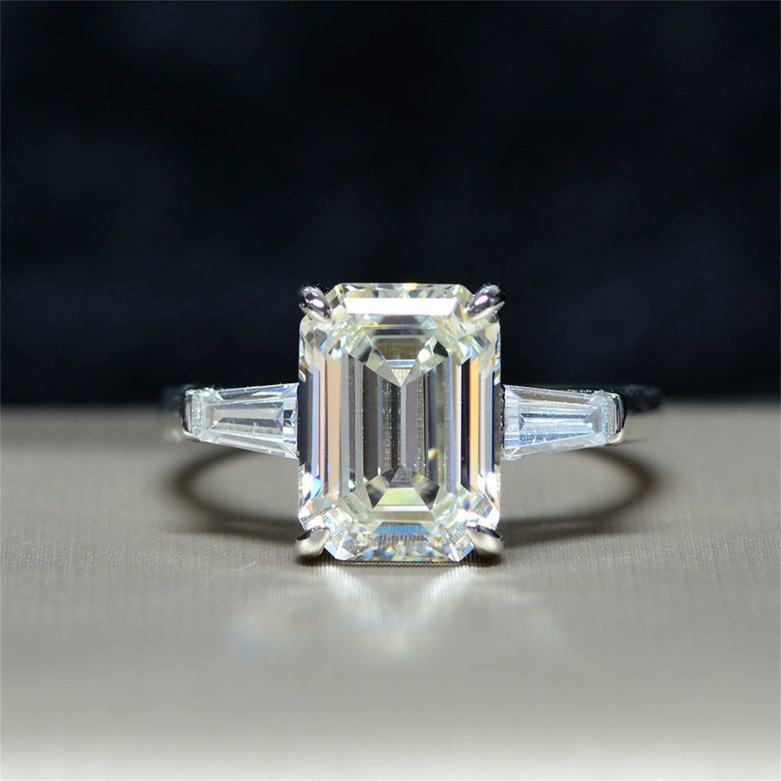 2.20 Ct Emerald Moissanite Engagement Ring