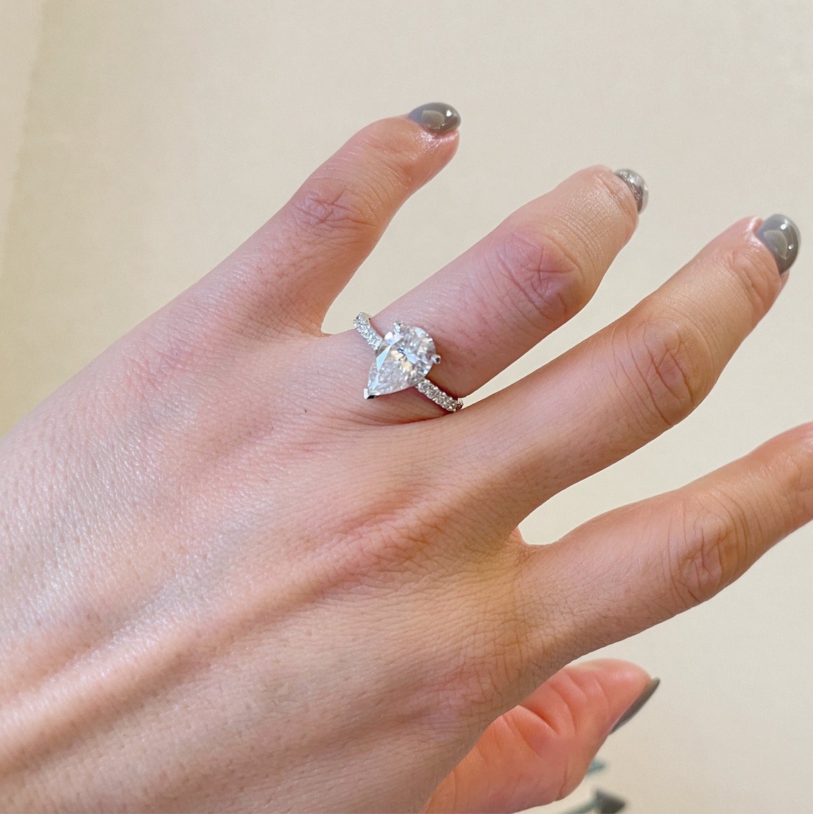 2.02 Ct Pear Moissanite Engagement Ring