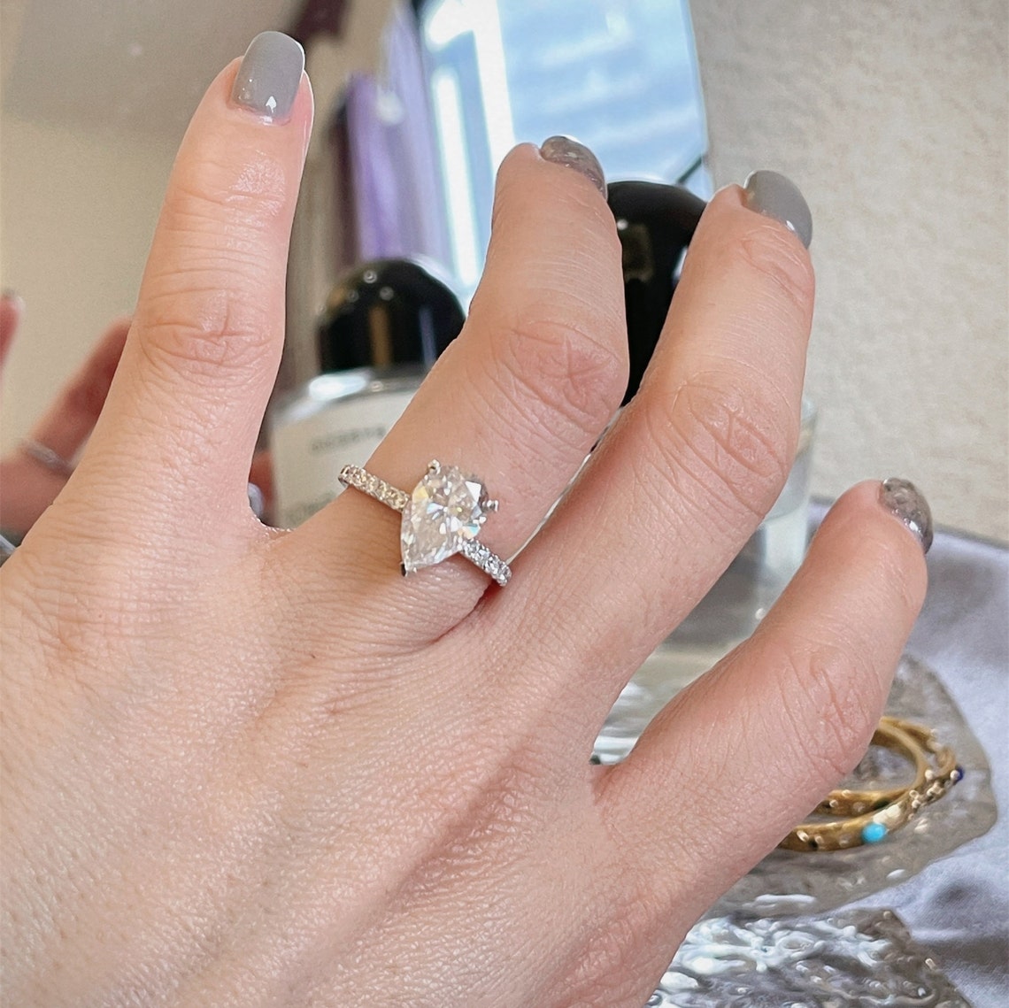 2.02 Ct Pear Moissanite Engagement Ring