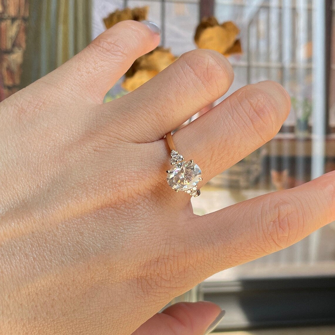 2.03 Ct Oval Moissanite Engagement Ring