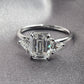 2.0 Ct Emerald Moissanite With Trapezoid Diamond Engagement Ring