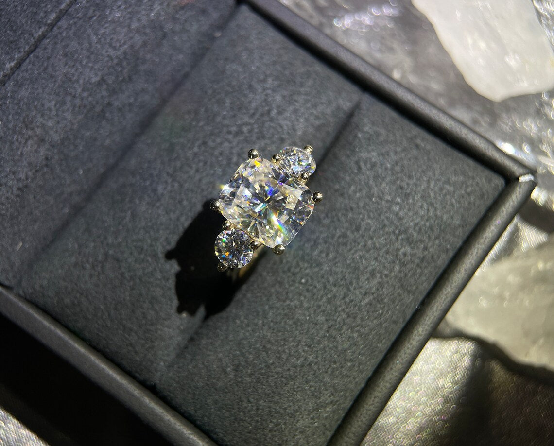 2.0 Elongated Cushion Moissanite Engagement Ring