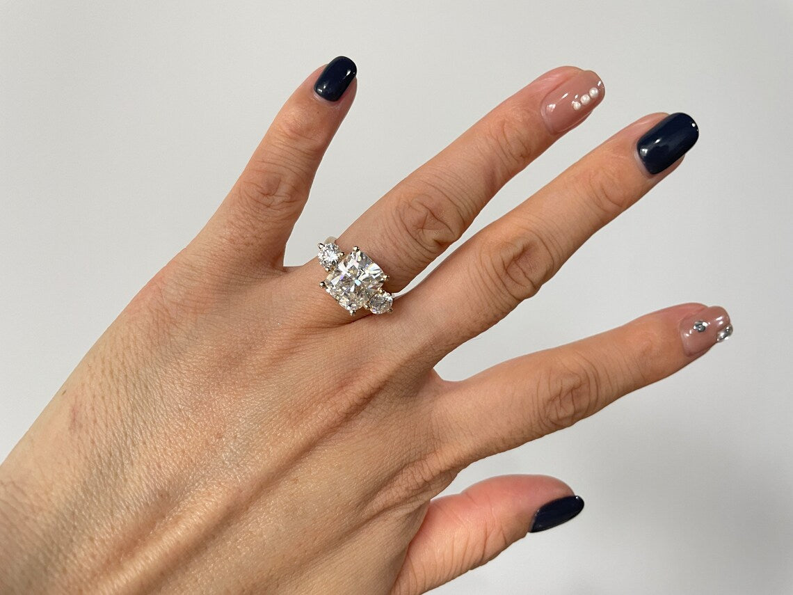 2.0 Elongated Cushion Moissanite Engagement Ring