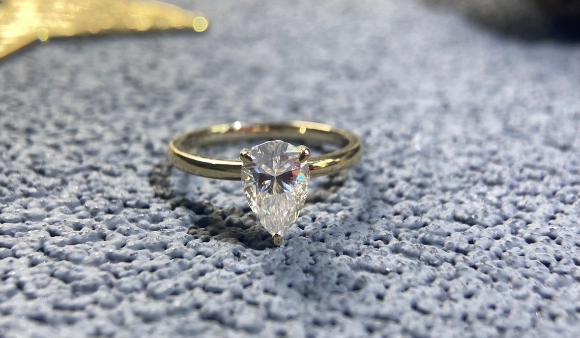 2.04 Ct Pear Moissanite Engagement Ring