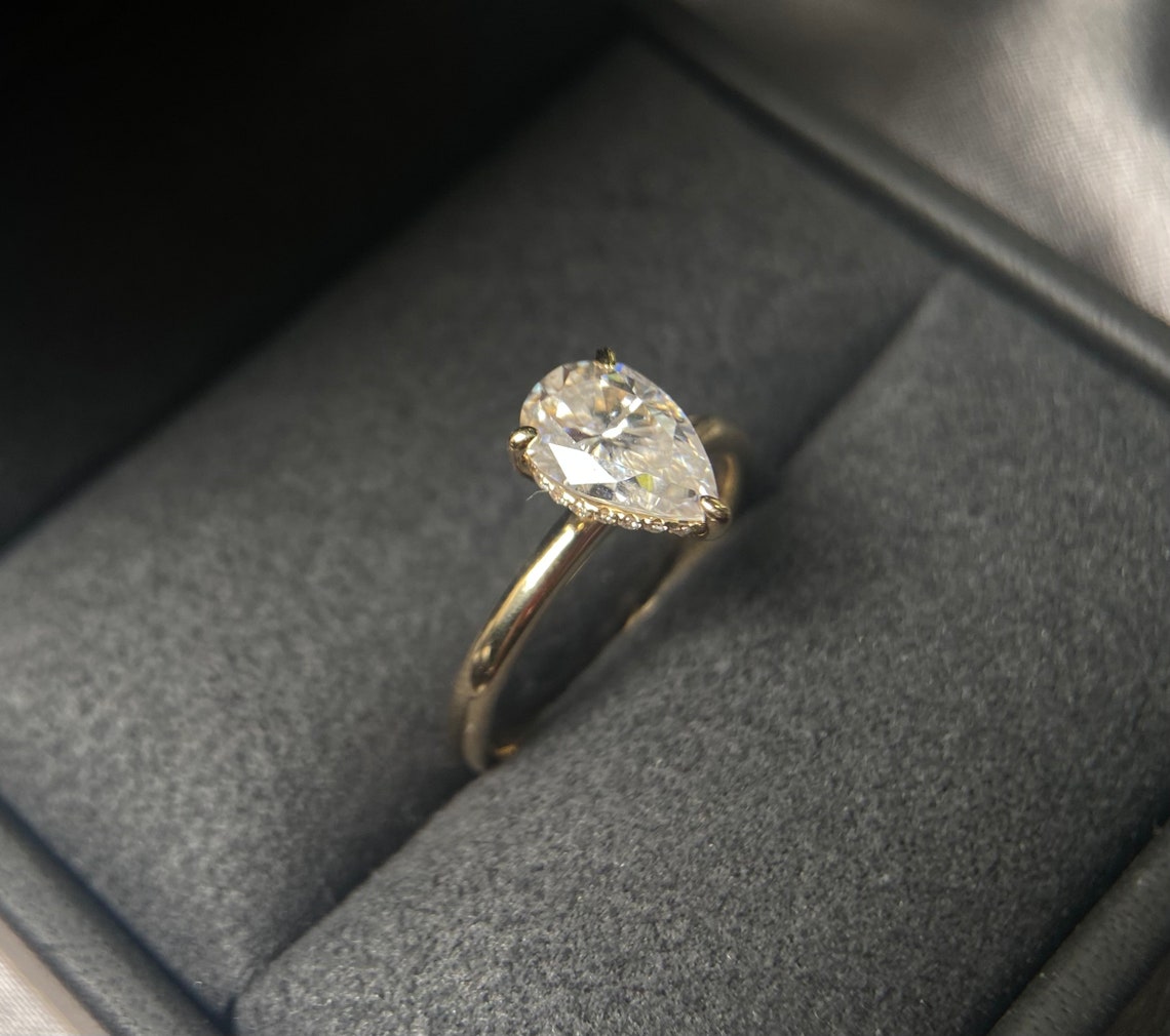 2.04 Ct Pear Moissanite Engagement Ring