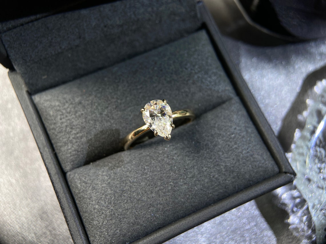 2.1 Ct Pear Moissanite Engagement Ring