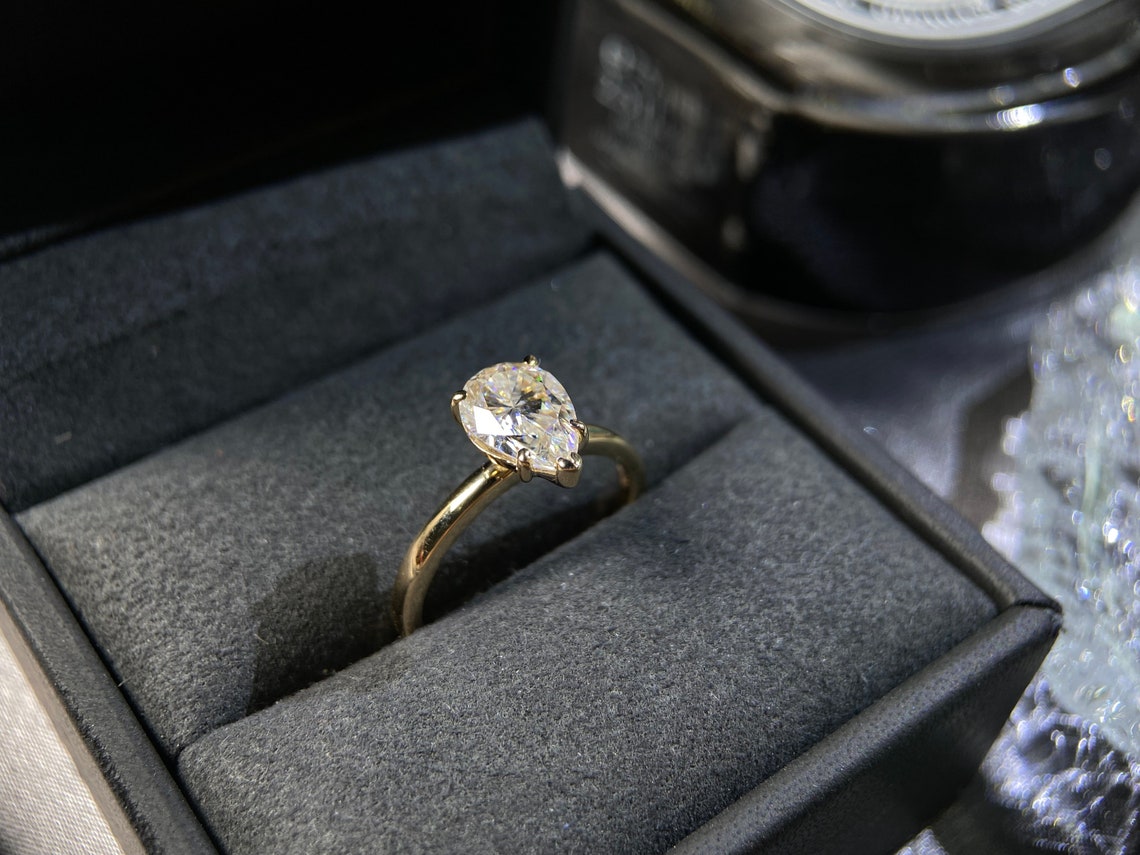 2.1 Ct Pear Moissanite Engagement Ring