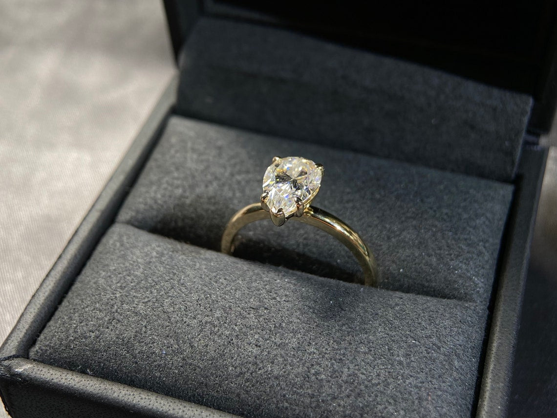 2.1 Ct Pear Moissanite Engagement Ring