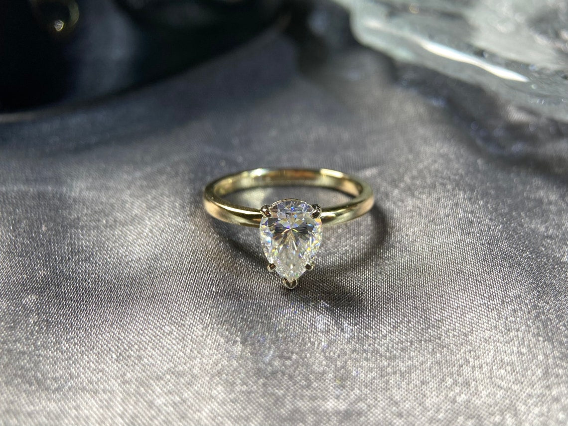 2.1 Ct Pear Moissanite Engagement Ring