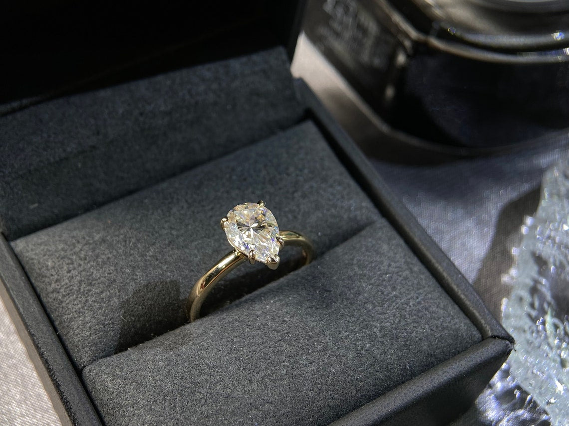 2.1 Ct Pear Moissanite Engagement Ring