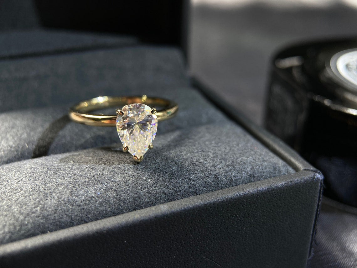 2.1 Ct Pear Moissanite Engagement Ring