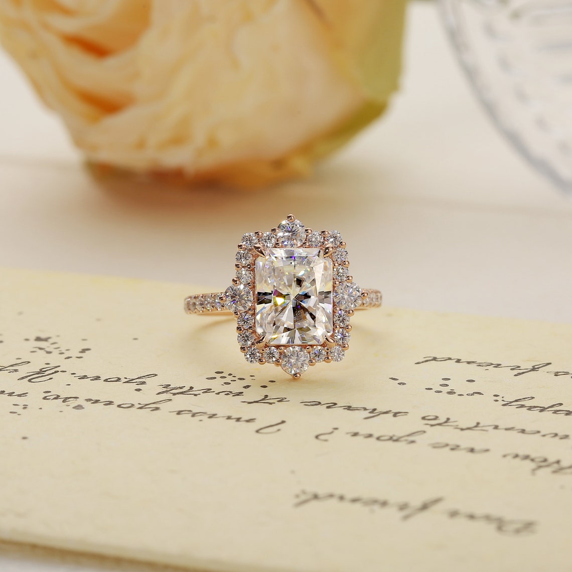 2.50 Ct Radiant Cut Moissanite Engagement Ring