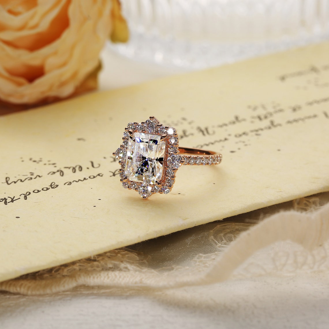 2.50 Ct Radiant Cut Moissanite Engagement Ring