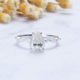 2.18 Ct Pear Moissanite With Marquise Engagement Ring