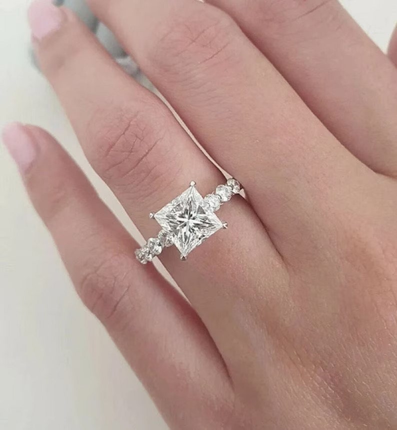 2.20 Ct Princess Moissanite Engagement Ring