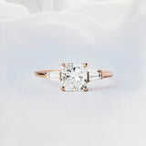 2.05 Ct Square Radiant Moissanite With Tapper Baugettes Wedding Ring