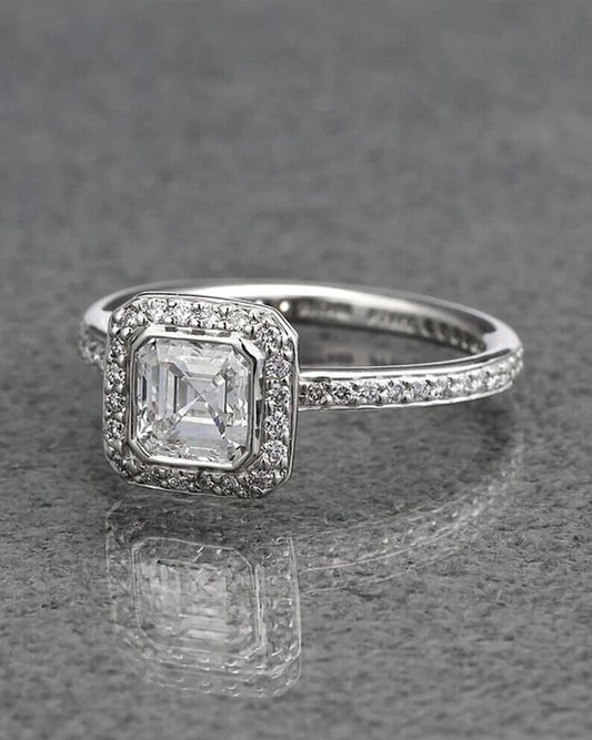 2.04 Ct Asscher Moissanite Engagement Ring