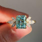 2.04 Ct Ocean Green Radiant With Marquise Moissanite Bridal Set