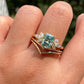 2.04 Ct Ocean Green Radiant With Marquise Moissanite Bridal Set