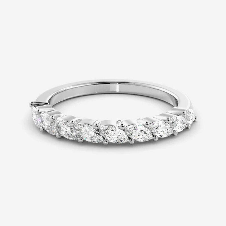 1.20 Ct 9 Moissanite Marquise Wedding Band