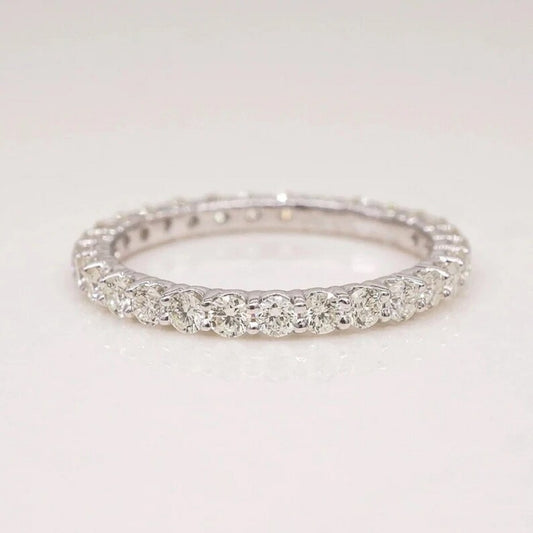 Brilliant Round Moissanite Eternity Ring Contains 29 Scintillating Round Diamonds