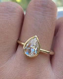 2.0 Ct Pear Rose Cut Engagement Ring