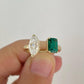 2.0 Ct Marquise Moissanite With 1.0 Ct Emerald Two Headed Ring