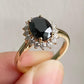 Black Oval With Brilliant Round Moissanite Ladies Ring