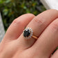 Black Oval With Brilliant Round Moissanite Ladies Ring