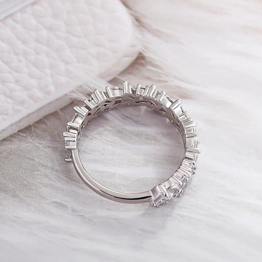 Perfect Mixture Of Marquise Baugettes & Round Moissanite Ladies Ring