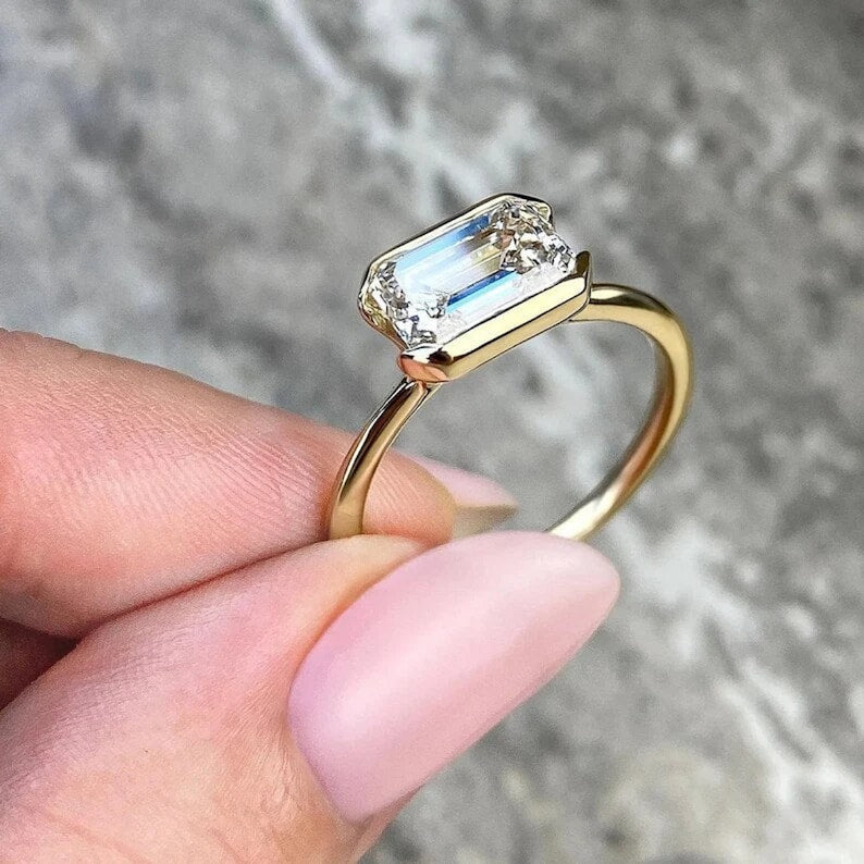 3.0 Ct Emerald Moissanite Engagement Ring