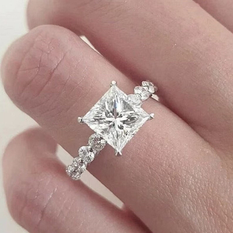 2.20 Ct Princess Moissanite Engagement Ring