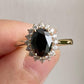 Black Oval With Brilliant Round Moissanite Ladies Ring