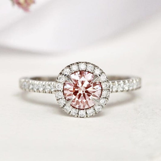 Beautiful Pink Round 1.0 CT Wedding Ring