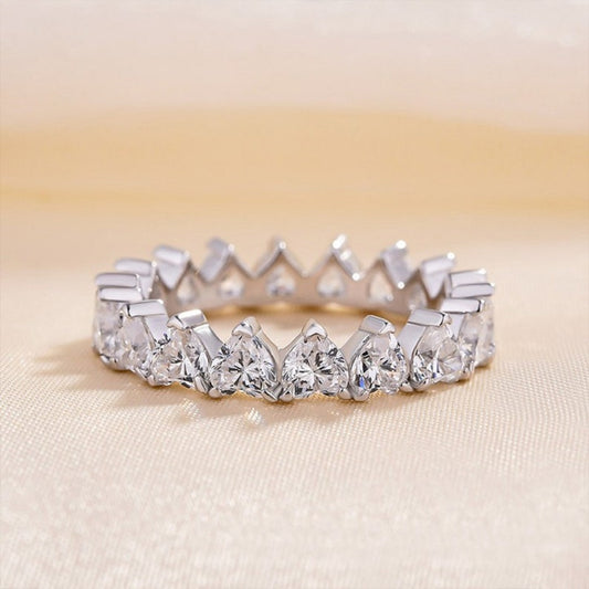 Beautiful Heart Moissanite Eternity Wedding Band