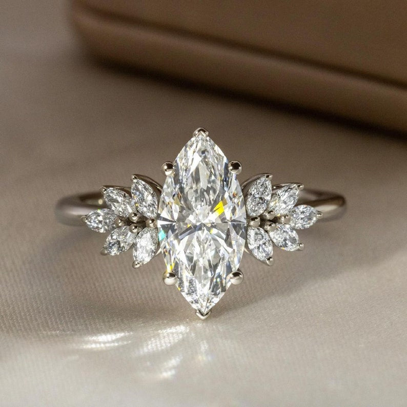 4.02 Ct Marquise Moissanite Wedding Ring