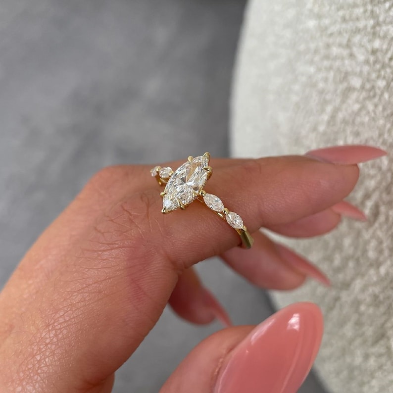 3.0 Ct Marquise Moissanite Engagement Ring