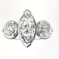 3.0 Ct Marquise With Two Round Moissanite Wedding Ring