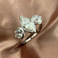 3.0 Ct Marquise With Two Round Moissanite Wedding Ring