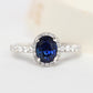 2.0 Ct Blue Oval With Brilliant Round Moissanite Engagement Ring