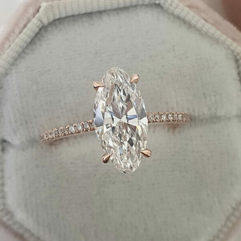 4.0 Marquise Moissanite Engagement Ring