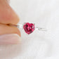 2.0 Ct Red Heart With Tappered Baugette Moissanite Engagement Ring