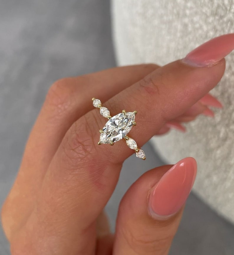 3.0 Ct Marquise Moissanite Engagement Ring