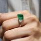 4.00 Ct Green Emerald With Trapezoid Moissanite Engagement Ring