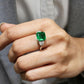 4.00 Ct Green Emerald With Trapezoid Moissanite Engagement Ring