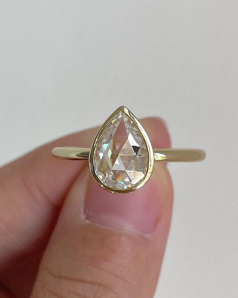 2.0 Ct Pear Rose Cut Engagement Ring