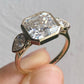 3.0 Ct Asscher Moissanite With 2 Pears Engagement Ring