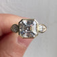 3.0 Ct Asscher Moissanite With 2 Pears Engagement Ring